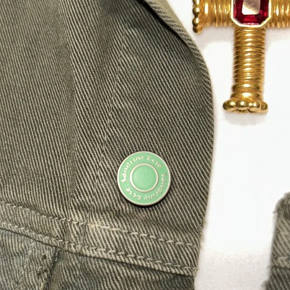 RARE SANDRINE ROSE sz S “troublemaker/girl gang” button front jacket 3/4 sleeves - Picture 7 of 12